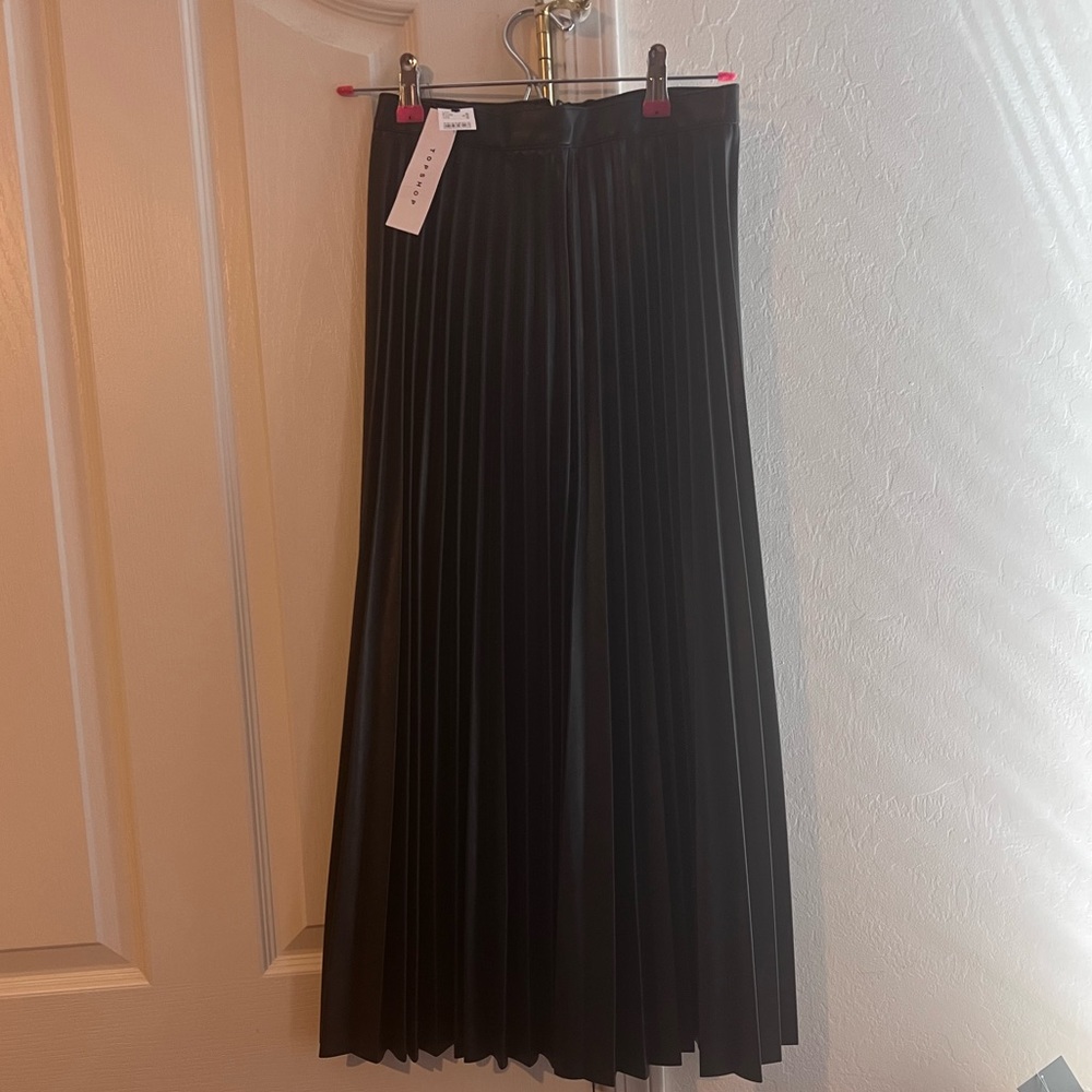 TOPSHOP faux leather pleated skirt